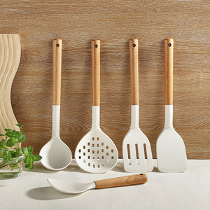 Silicone Kitchen Utensil Set 5 Piece Heat Resistant Cooking Spoon Spatula Strainer Ladle For Non Stick Pan - Product Image 1