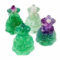 Arbre de Noël en fluorite naturelle sculpté à la main, figurine en pierre précieuse, arbre de cristal de guérison pour la décoration des fêtes, cadeau spirituel