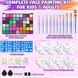 Ensemble de peinture pour le <span class=keywords><strong>visage</strong></span> à l'<span class=keywords><strong>aquarelle</strong></span> personnalisable de 42 couleurs avec emballage en boîte de couleur, soluble dans l'eau, pour Halloween et Noël - Product Image 4