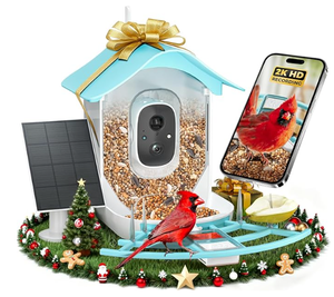 Comedero Inteligente para Pájaros con Carga Solar Rápida, Casa para Pájaros para Exteriores, Reconocimiento Preciso de Aves por IA, Visualización de Video en Vivo, Notificaciones - Product Image 1