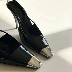 รองเท้าส้นสูงแบบสานหัวแหลมสีดำเซ็กซี่สำหรับผู้หญิง - Product Image 3