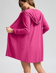 Vente en gros de maillots de bain personnalisés UPF 50+ à séchage rapide, respirants, avec fermeture éclair intégrale, protection solaire, capuche, SPF, légers, pour femmes, longs rashguards - Product Image 4