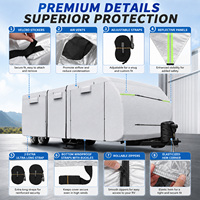 Housse de protection pour caravane de voyage extérieure 5 couches, renforcée, coupe-vent, avec sangles latérales, anti-UV, résistante à l'eau, robuste et respirante