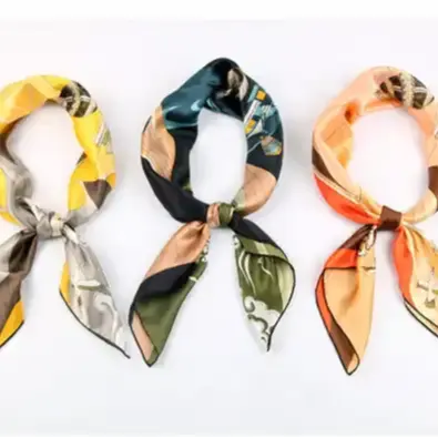Silk scarf square color bright beautiful foreign style can tie hair women scarf four seasons available silk scarves wholesale