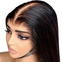 Pelucas vietnamitas lisas de cabello humano 100% natural, SDD Super Double Drawn, listas para usar, pre-cortadas, HD, sin pegamento, con encaje frontal.