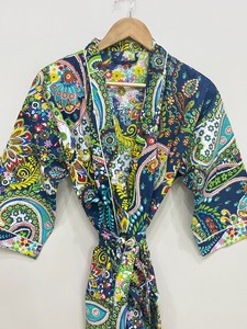 Kimono Largo de Algodón, Talla Única, Holgado y Cómodo para Cualquier Talla, Aproximadamente 50 Pulgadas, Proveedor de la India - Product Image 4