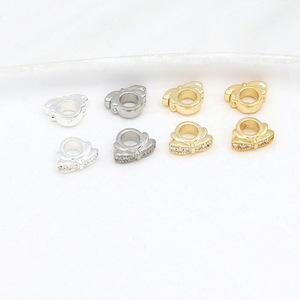 18K gold plated, color-preserving, diamond-<b>set</b>, perforated <b>beads</b>, jewelry accessories, bracelet spacer <b>beads</b>, loose <b>beads</b>, - Product Image 2