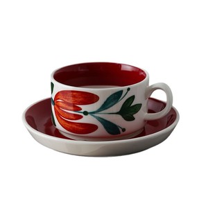 Tasse à café en céramique vintage de luxe léger du Moyen Âge, soucoupe, tasse à thé de l'après-midi au bureau, tasse à latte, tasse à thé <span class=keywords><strong>Althea</strong></span> Flower - Product Image 5