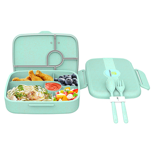 Fiambrera de paja de trigo respetuosa con el medio ambiente con logotipo personalizado, contenedor hermético <span class=keywords><strong>Rectangular</strong></span> para niños y adultos - Product Image 5