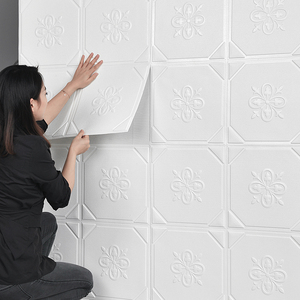 Hiện đại không thấm nước trắng tự dính XPE bọt đá hình nền kết cấu Faux gạch <span class=keywords><strong>3D</strong></span> Tường Bảng điều khiển nội thất <span class=keywords><strong>Peel</strong></span> <span class=keywords><strong>Stick</strong></span> tường trang trí nội thất - Product Image 4