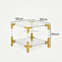 Table basse moderne en acier inoxydable, acrylique et verre avec accents dorés, design luxueux, meubles durables pour le salon, pour un usage domestique