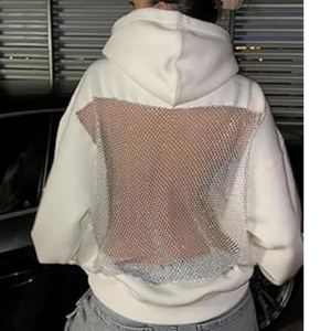 Sudadera con Capucha Y2K Personalizada de Malla Transparente, de Alta Calidad, Sexy, sin Espalda, Holgada - Product Image 4