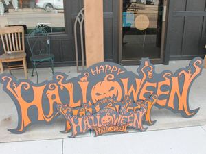 202509 Halloween Jack O Lantern Spooky Forest Black Cat Prop Madera Otoño Decoración Signo Haunted Grave Yard Theme - Product Image 5