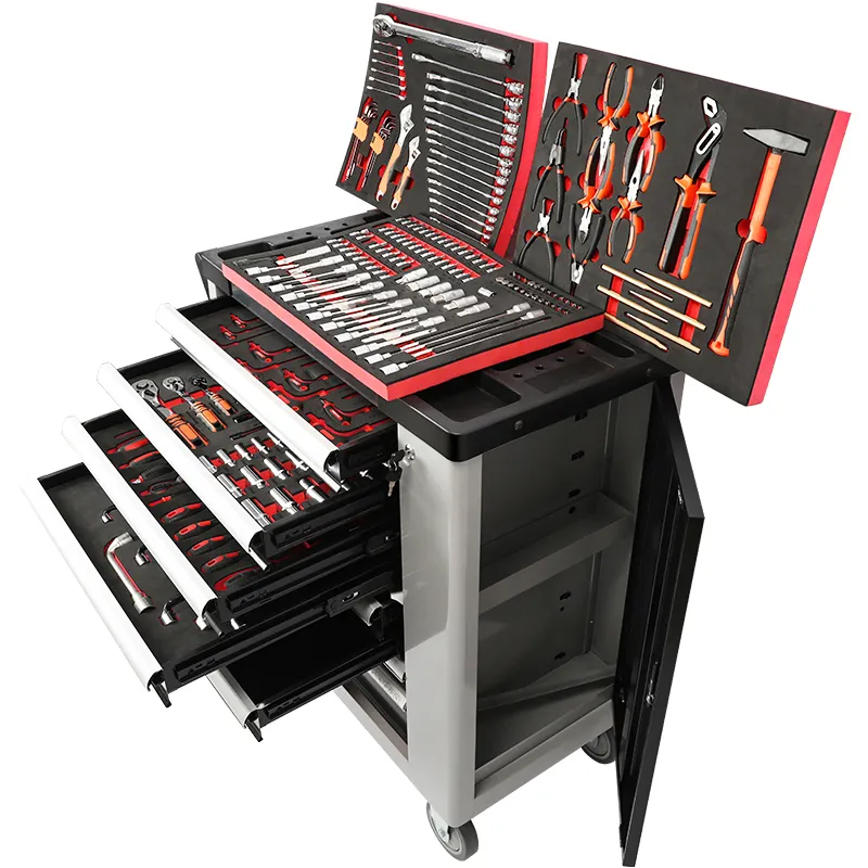 7-Drawer For Workshop Repair Rolling Lockable Metal Tool Cabinet Trolley