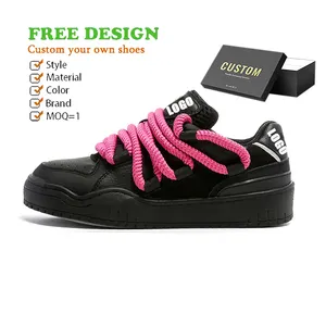 Dropshipping Custom Sneakers Met Logo Mannen Zwart Blank Low Moq Hoge Kwaliteit Lederen Casual Skateboard Schoenen Custom