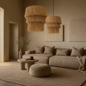 Luminaire <span class=keywords><strong>suspendu</strong></span> en <span class=keywords><strong>macramé</strong></span> polyester style bohème, ambiance naturelle, pour salon Art Déco, mariage Diwali - Product Image 1