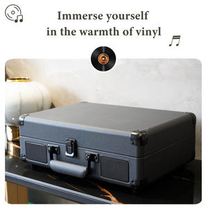 <span class=keywords><strong>Tocadiscos</strong></span> Portátil de Cuero con Altavoces Integrados, 33, 45 y 78 RPM para Hi-Fi Estéreo, Regalo de Navidad - Product Image 3