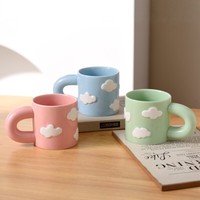 Mug en céramique créatif style Instagram, motif nuage peint à la main, pour couples et meilleurs amis - Guangdong, pour boire, rincer, café, maison, étudiants