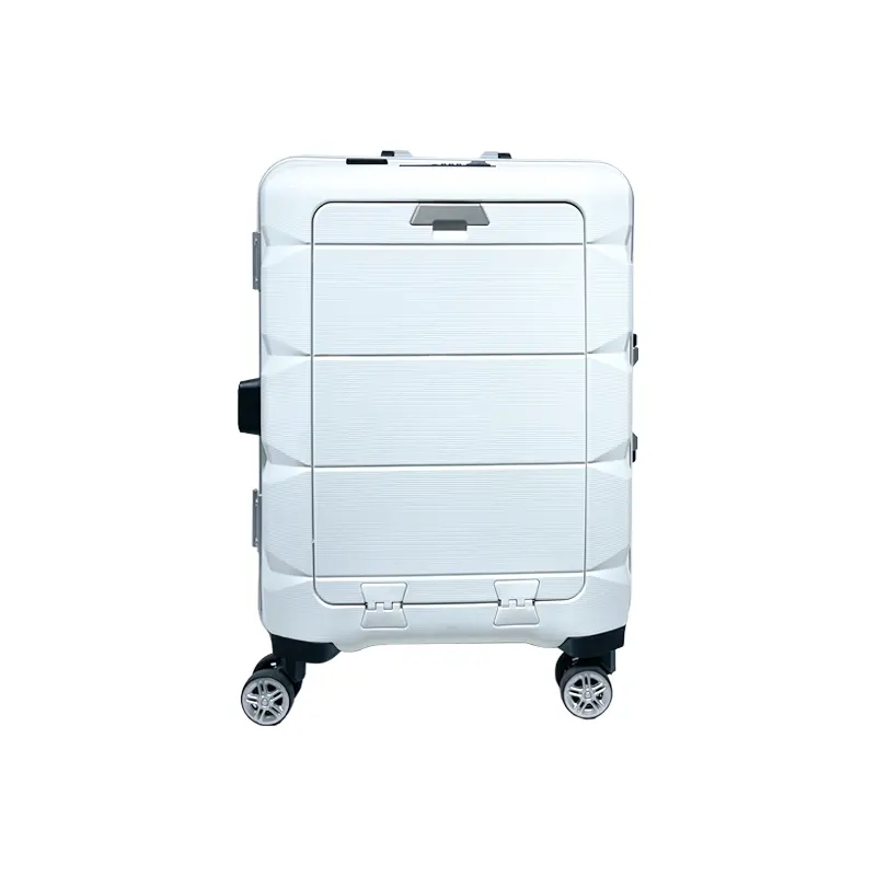 Travel Durable PP Trolley Suitcase Rolling Hard Shell Hand Luggage Set with Front Opening Laptop Mobile Cup Holder