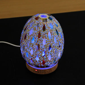 Nuove uscite 2023 perle di goccia di pioggia mosaico di vetro diffusore di aromi umidificatore elettrodomestici di qualità dell'aria con luce a LED per la casa - Product Image 4