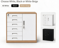Armoire de rangement moderne en acier blanche à 6 tiroirs et 1 porte avec serrures individuelles, unité combinée pour le salon, la chambre à coucher, le bureau