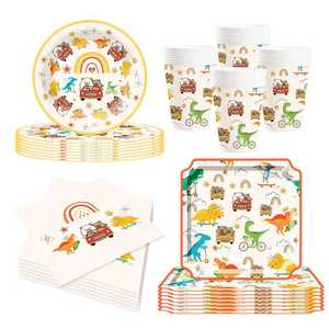 Platos de Papel de Dinosaurio DAMAI, Decoraciones Desechables para Fiesta de Dinosaurios, Suministros para Fiestas, Vajilla para Fiesta de Cumpleaños, Juego para 8 Personas - Product Image 1