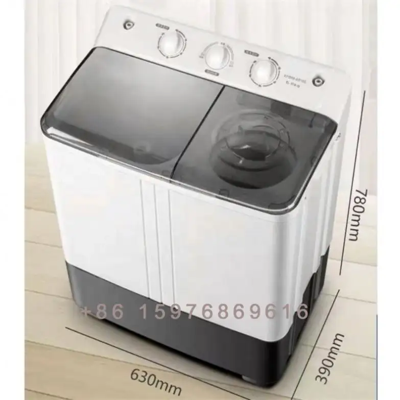 hot selling 6.8 kgs semi-auto twin tub electric washer simple control washing machine used in dormitory or commercial