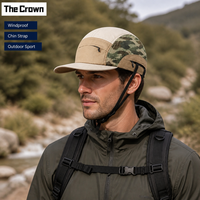 Casquette de camping 5 panneaux personnalisée, imperméable, respirante, légère, avec sangle sous le menton, unisexe, pour l'extérieur, vente en gros