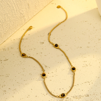 Nouveau collier tendance en pierres précieuses en acier inoxydable pierre naturelle œil de tigre perles chaîne pour femmes