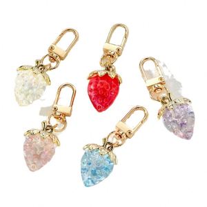 Keychain Transparent 3D <b>Sweet</b> Strawberry Square Keychain Bag Pendant PVC Acrylic Material <b>Sweet</b> <b>Personalized</b> Keychain - Product Image 6