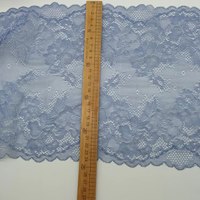 Garniture en dentelle élastique française extensible de 21cm en tissu de dentelle en maille de fleur bleue pour accessoires de vêtements et de sous-vêtements pour femmes