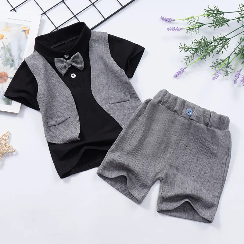 2022 The new Lattice grain hot toddler boy clothes for kids 1-5 years low price boy shorts for kid children t shirts suit