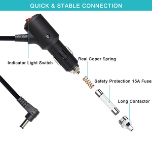 24V/12V Thuốc lá nhẹ hơn chuyển đổi cắm di động DC 5.5x2.1 MÉT sạc cáp điện sạc cho <span class=keywords><strong>DVR</strong></span> Cam - Product Image 2