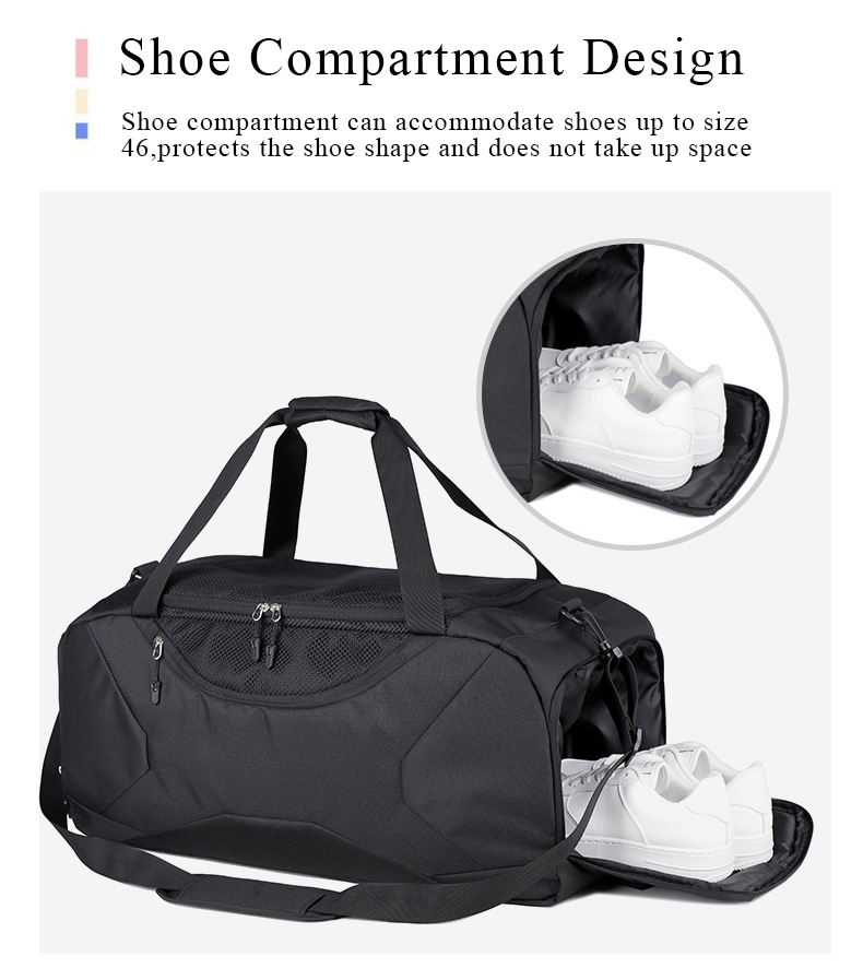 Custom Logo Men's Travel Duffel Bag with Shoe Compartment Dry Wet ...