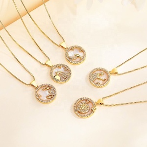 สร้อยคอแฟชั่น Charm Collection ดีไซน์ทันสมัย ชุบทอง 18K ประดับเพชรซิร์คอน วัสดุทองเหลืองผสม สำหรับผู้หญิง ขายส่ง - Product Image 4