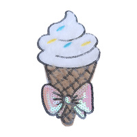 En gros, patchs en peluche et sequins brodés écologiques, motifs crème glacée et nœud papillon, thermocollants, taille personnalisée, pour accessoires et vêtements DIY pour enfants