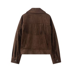 TAOP&ZA Nouvelle Collection Printemps/Été 2026 – Veste Courte <span class=keywords><strong>Femme</strong></span> Tendance et Polyvalente à Revers et Manches Longues avec Pompons 4968034 26090 - Product Image 3