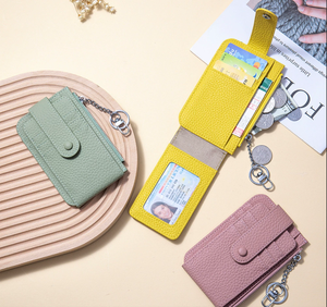 Portefeuille multi-cartes pratique et polyvalent, nouveau modèle 2025, cuir pleine fleur, portefeuille fin pour femme, design de niche, mini poche à monnaie, couleur unie - Product Image 2