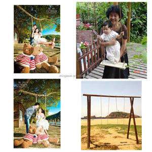 45*16cm regalo de Navidad adultos niños Columpio de juguete de madera columpio con cuerda juguetes niños interior al aire libre casa de juegos columpios de jardín de madera - Product Image 5