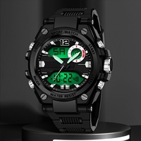SHUAIKE Herenhorloge met dubbele tijdweergave, LED, sportief, 954 analoog-digitaal horloge met waterdichte functie en alarm, Relogio Masculino
