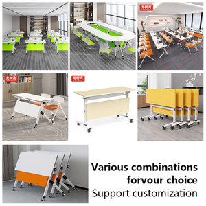 Table de formation pliante à plateau rabattable avec roulettes, bureau d'apprentissage moderne pour étudiants, idéal pour les salles de formation et les salles de conférence. - Product Image 5