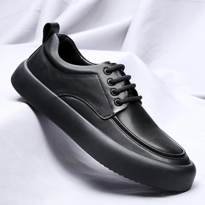 Zapatos de Microfibra con Suela Suave para Hombre, Transpirables, que Aumentan la Estatura, Estilo Coreano, Color Negro Sólido, Casuales, Versátiles, Estilo Británico - Product Image 4