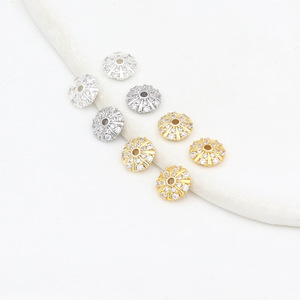 High-color-preserving inlaid flower base, flower <b>hat</b>, snowflake, spacer crystal pearl bracelet/jewelry accessory C21 - Product Image 1