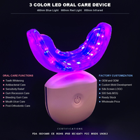 Appareil de soins bucco-dentaires à usage domestique 460nm bleu 660nm rouge 850nm NIR, 3 modes de thérapie par photobiomodulation pour le soin des gencives et le blanchiment des dents, OEM ODM