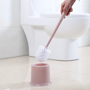Toilet <b>Brush</b> Set Plastic Soft Bristle Long Handle For Bathroom Cleaning Gray And Pink - Product Image 2