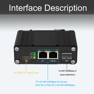 สวิตช์ PoE อุตสาหกรรมแบบ USB-C PD พร้อมการชาร์จเร็ว 60W, พอร์ต SFP <span class=keywords><strong>1</strong></span> ช่อง + RJ45 2 ช่อง, จ่ายไฟผ่านอีเธอร์เน็ต, -20 ° ซีถึง 50 ° C - Product Image 2