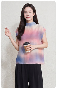 Blusa Casual con Estampado de Cielo PY para Mujer, Blusa Elegante Texturizada con Cuello Redondo y Manga Corta, Ropa al por Mayor - Product Image 4
