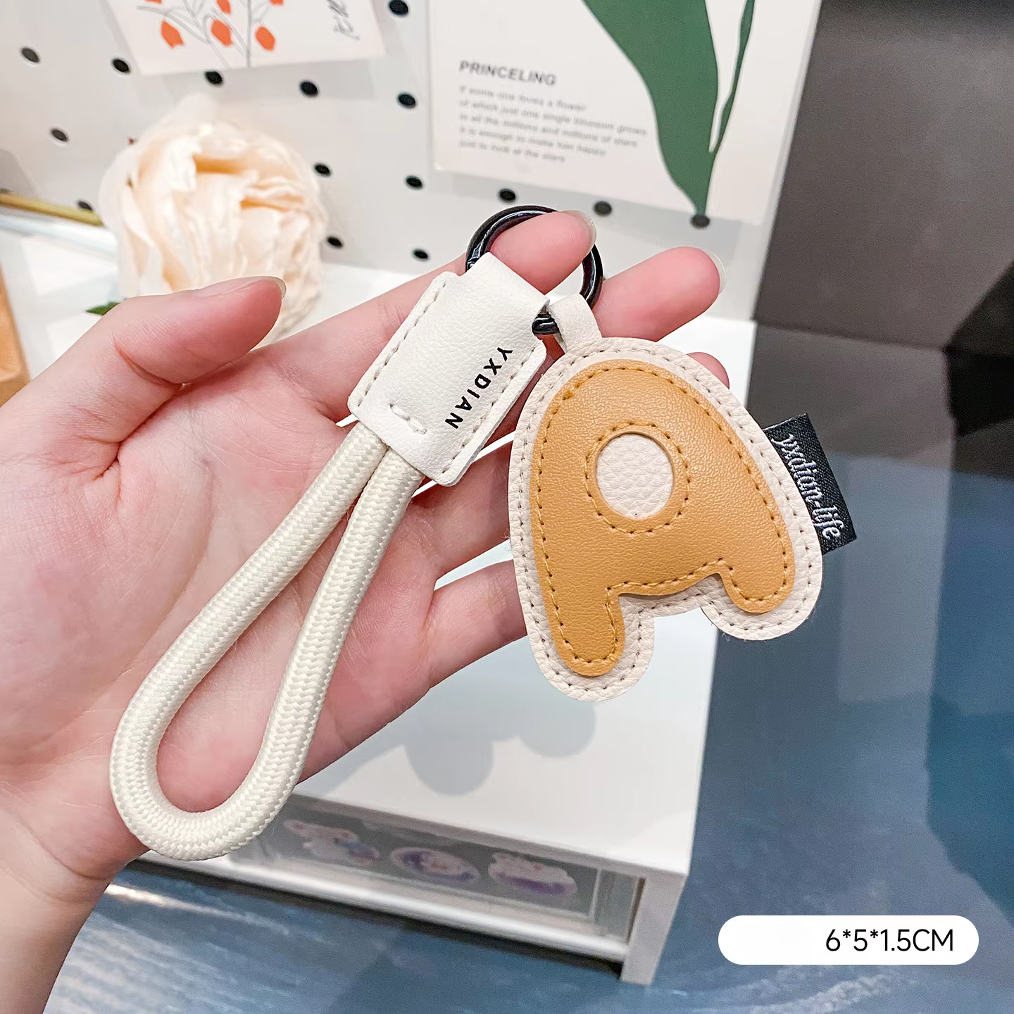 Leather letter pendant-a