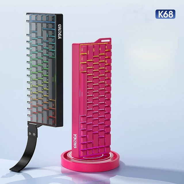 K68 Three Mode Wired Mechanical Switch RGB 68-Key Non-Programmable Mechanical Keyboard for Gaming