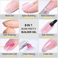 BORN PRETTY Gel Constructeur Couleur Naturelle 15ml, Gel de Base 8 en 1, Brosse Spéciale OEM pour Extension d'Ongles et Construction de l'Apex de l'Ongle
